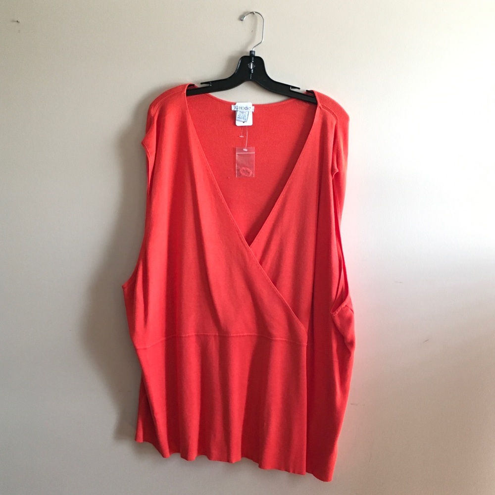 Orange Sleeveless Knit Wrap Top